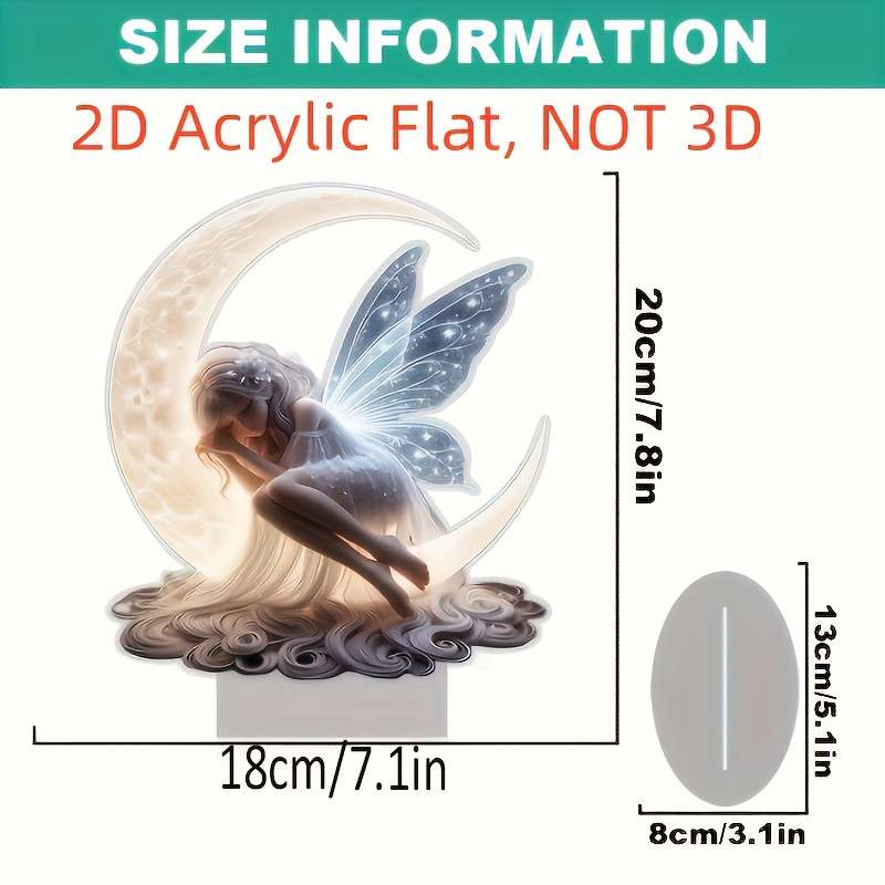 1pc 2D Flat  Home Ambiance Enhancer  Elegant Moon Fairy Acrylic  Tabletop Decor Vintage Style wi