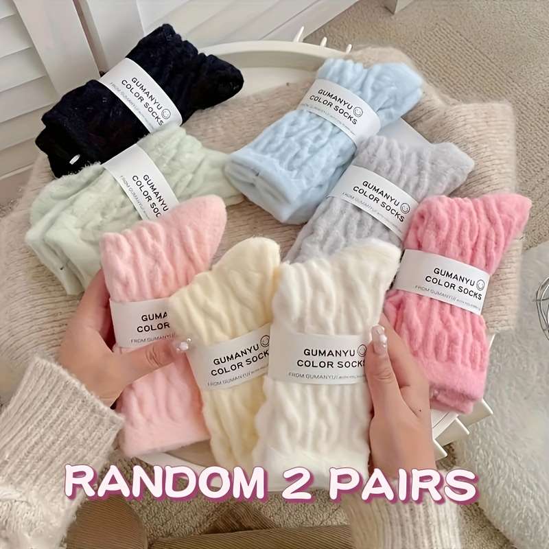 Sock Mixed Color Random 2 Pairs Size One Size