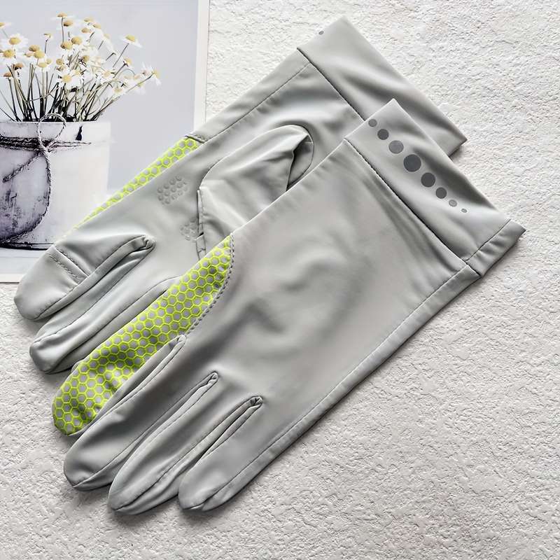 1 Pair Black Darkgray One Size Summer Full Finger Gloves