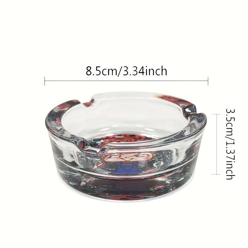 1pc Chuck Cartoon Glass Ashtray Round Transparent Smoking Accessory with Unique Character Design