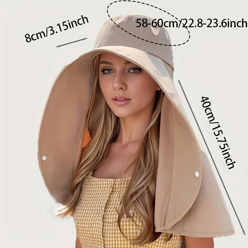 1pc Women'S Stylish Wide-Brim Sun Hat with Ponytail Hole Breathable Polyester Perfect for Beach