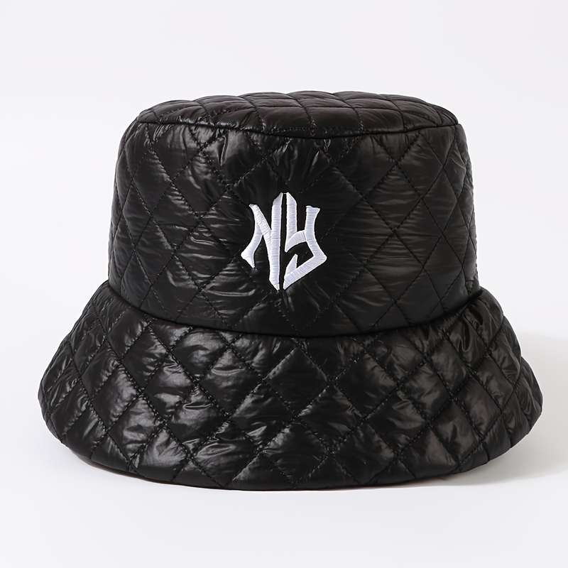 1pc Unisex Fashion Embroidered NY Letter Bucket Hat Lightweight Adjustable Sun Protection Fish