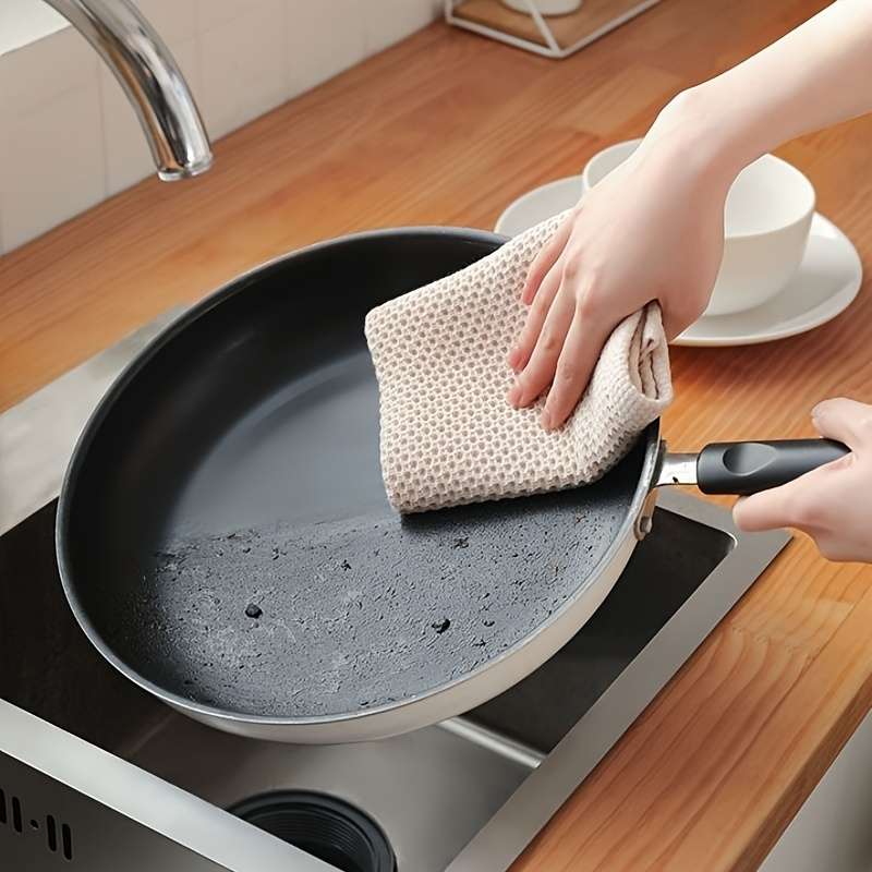 4pcs Ultra-Soft Microfiber Kitchen Towels High-Absorbency Double-Sided Waffle Texture Easy-