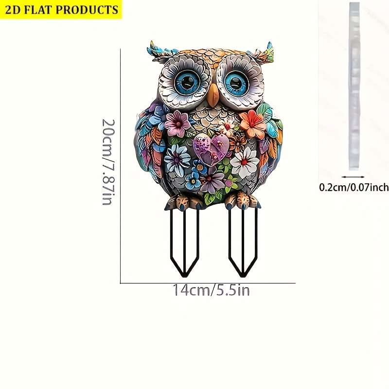 1pc 2D Flat    Fantasy Bohemian Style Acrylic Owl Garden Ground Insert