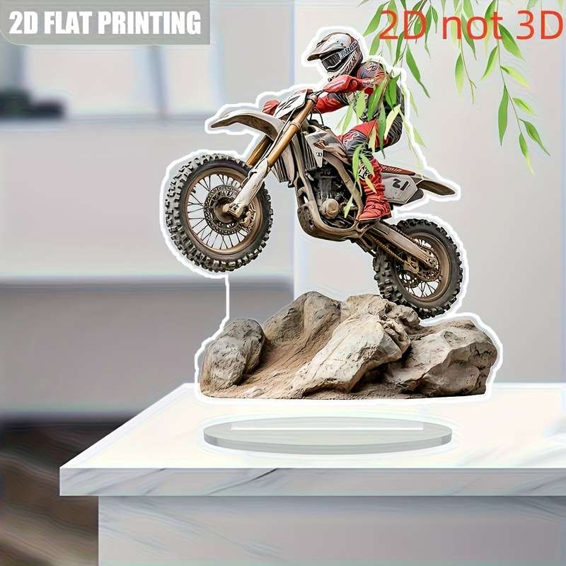 1pc 2D Flat  Printing  Not 3D Motorcycle Rider Acrylic Decor Bohemian Style Ideal for Living Ro