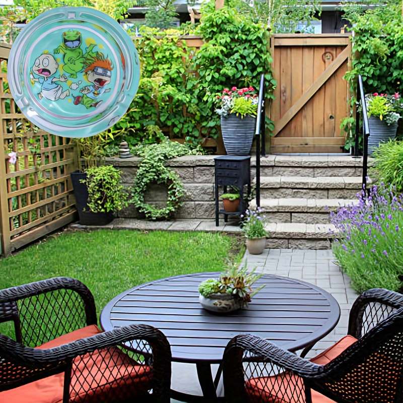 1pc Charming Cartoon Flower Glass Ashtray 85mm Round Perfect for Home Use Gifts