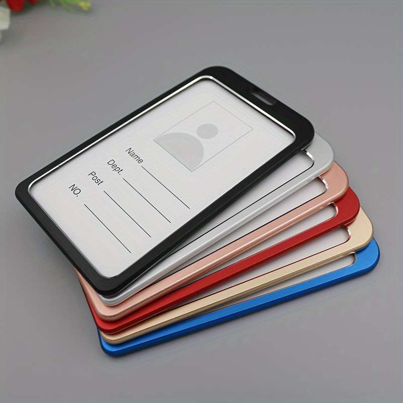 1pc A Vertical Aluminum Card Holder In Golden Color Suitable For Employee ID Cards Student Cards