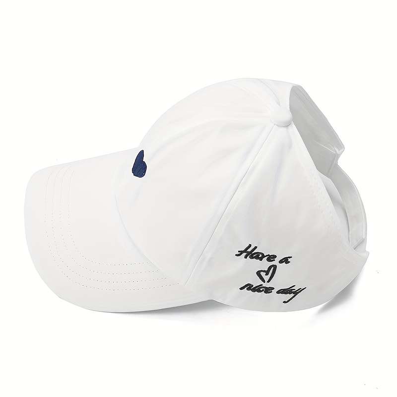 1pc Women's Lightweight Breathable Visor Cap "Have a Nice Day" Ponytail Baseball Hat Sun Protect