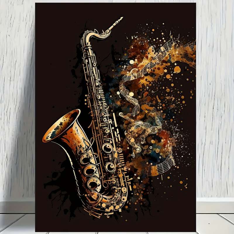 1pc  Golden Saxophone Canvas Art Poster Frameless 30.48x45.72 cm Music Themed for Bedroom O