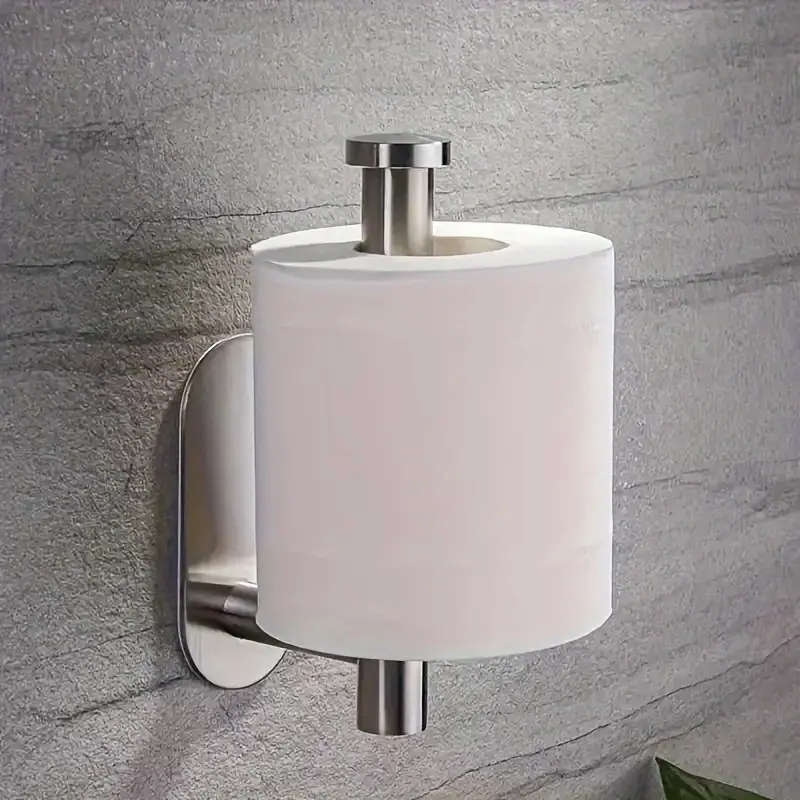 1pc Self-Adhesive Toilet Paper Holder Wall Mount No-Drill Installation Modern Plastic Tissue Roll Or