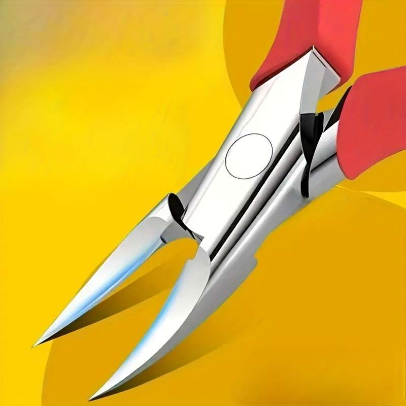 1pc Modern Stainless Steel Eagle Beak Precision Toenail Clippers with Red Silicone Grip Odor-