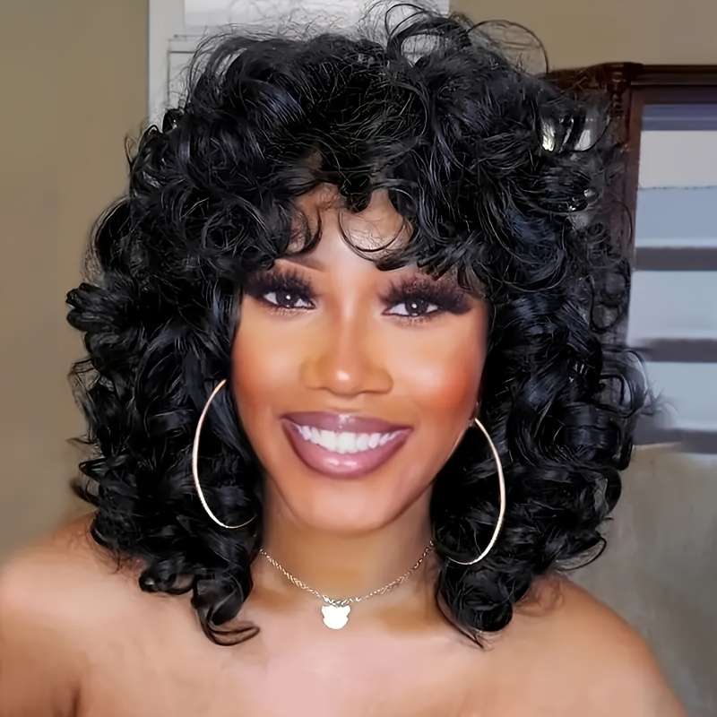 1Pc Black 40.64cm Fashion Design Wig