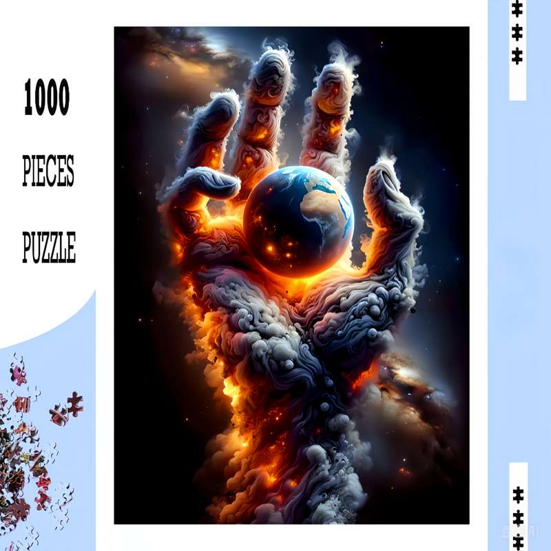 1000pcs Earth in Hand Puzzle Challenging DIY Brain Teaser Vibrant Space-Themed Des