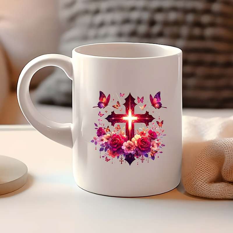 12pcs Lighted Floral Cross Jesus Christian Themed Stickers