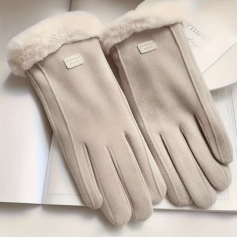 1 Pair Beige 1 Pair Touchscreen Gloves