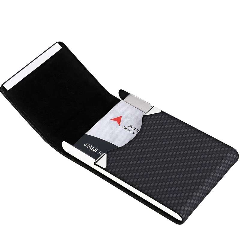 1pc Business Card Holder Faux Leather Business Card Case Pocket Card Holders for Men Or Women Met