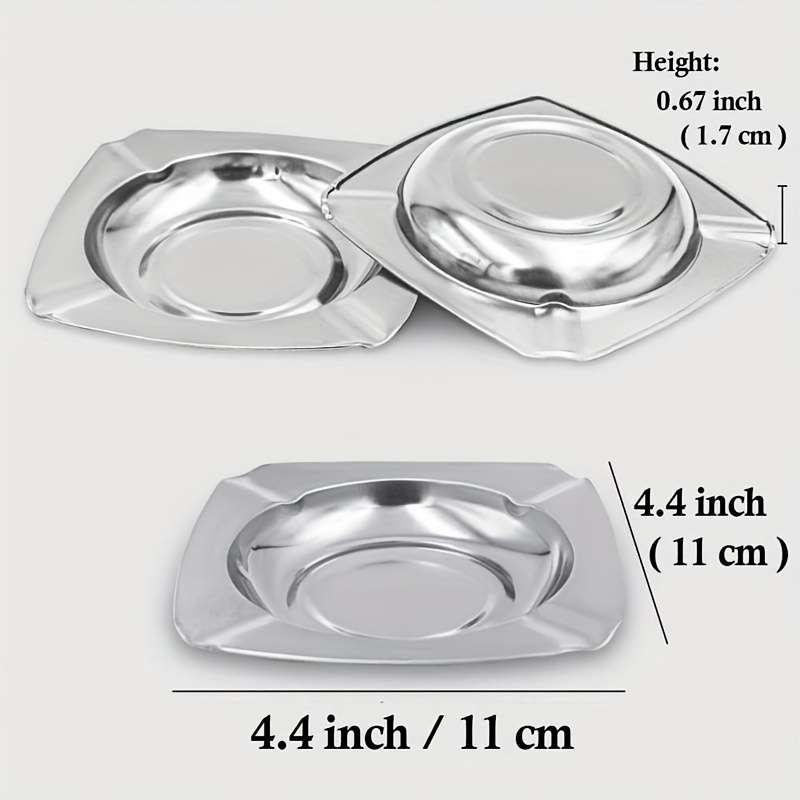 10pcs Stainless Steel Ashtray Set Traditional Square Design for Indoor Outdoor Use Durab