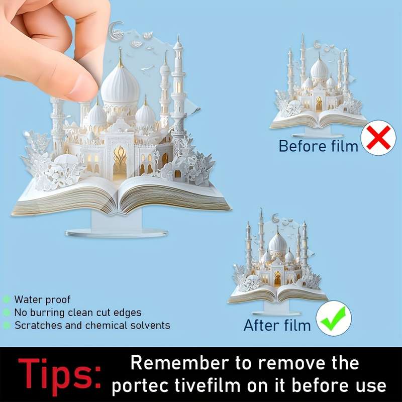 1pc 2D Flat   Acrylic An art decorative style acrylic mosque with open Quran design suita