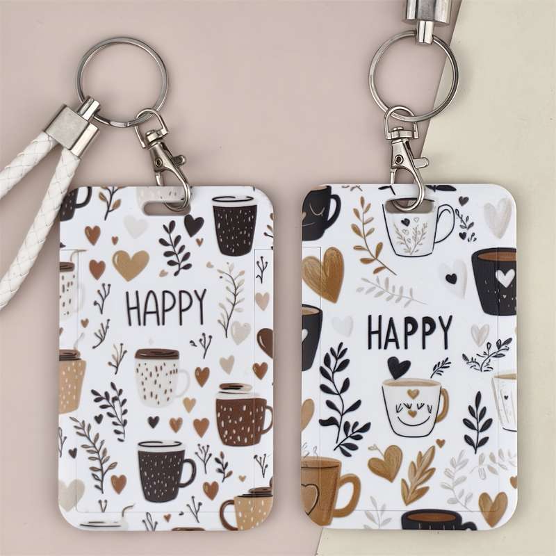 1pc One Pack Coffee Print Series Doctor Nurse Card Holder Bus Card Holder Campus Student ID Card Ho