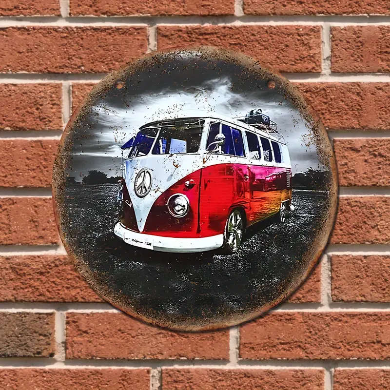 1pc Vintage Camper Van Aluminum Sign 20.32x20.32cm Waterproof Multipurpose Metal Wall Hanging for Ma