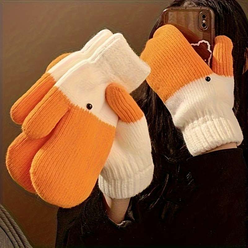 1 Pair Classic Swan Warm Gloves