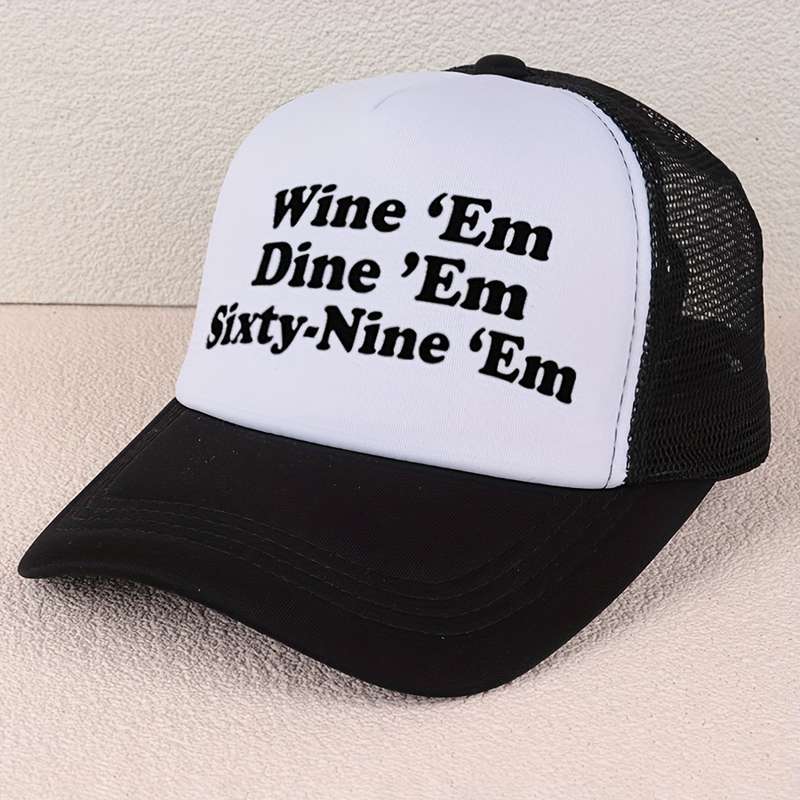 1pc VERG Breathable Mesh Baseball Cap with Letter Print Adjustable Hand-Washable Polyester Truck