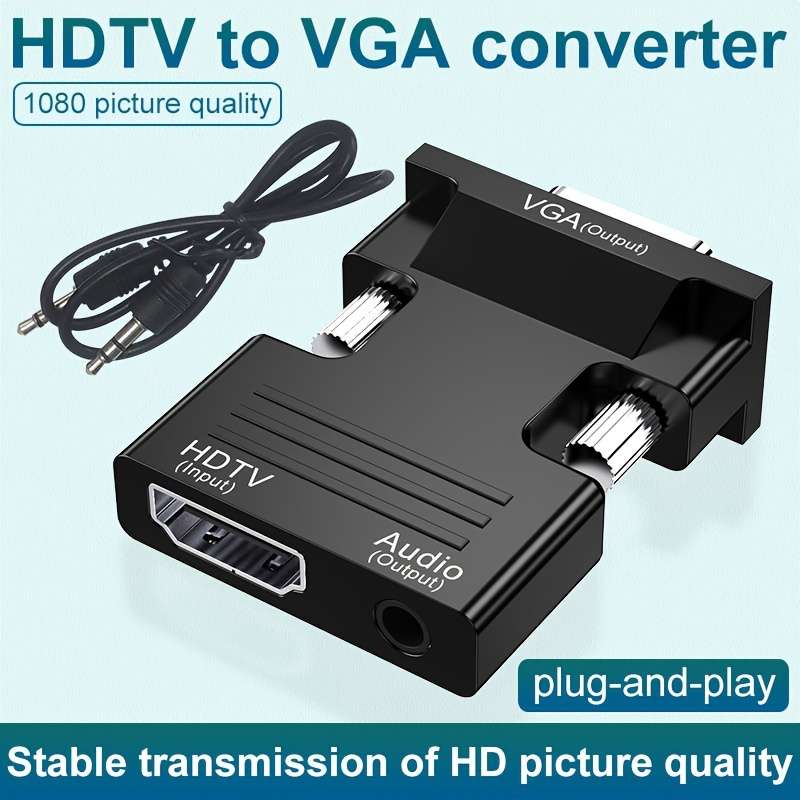 1pc HDTV to VGA Converter Adapter with Audio 1080p HD Video Dongle Active Female to Male VGA