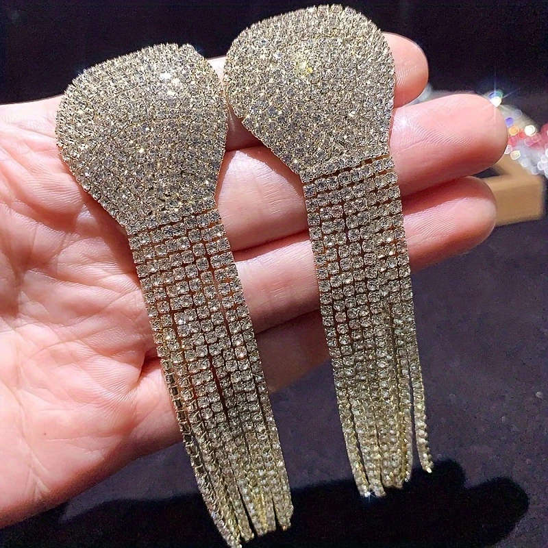 5 Pairs/Pack Luxury Synthetic Zircon Inlaid Copper Long Women's Earrings