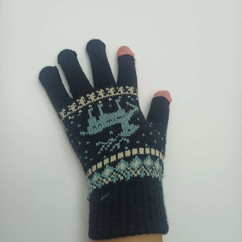 1 Pair Acrylic Items Black Warm Gloves