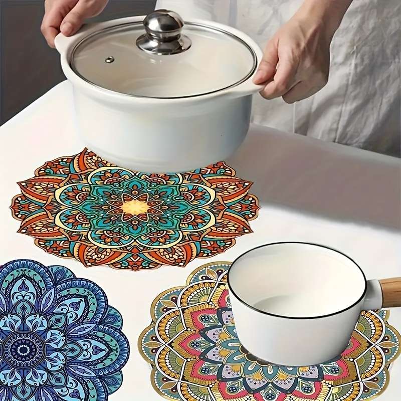 Mandala Art Coasters Set of 4 Intricate Wooden Cup Mats Decorative Table Protectors Uniqu