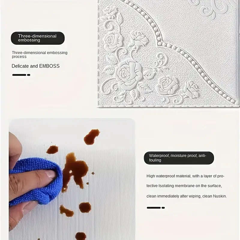 80pcs 3D Floral Self-Adhesive Wall Tile Stickers