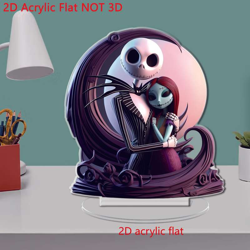 1pc 2D Flat   Disney Jack and Sally Pumpkin King  Acrylic Desktop Ornaments Valentine's D