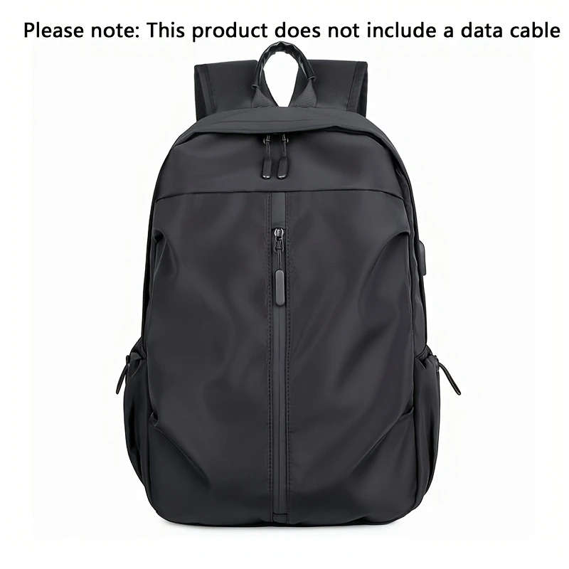1pc Men'S Large Capacity Laptop Backpack Black Nylon with Multiple Compartments Pockets Ideal