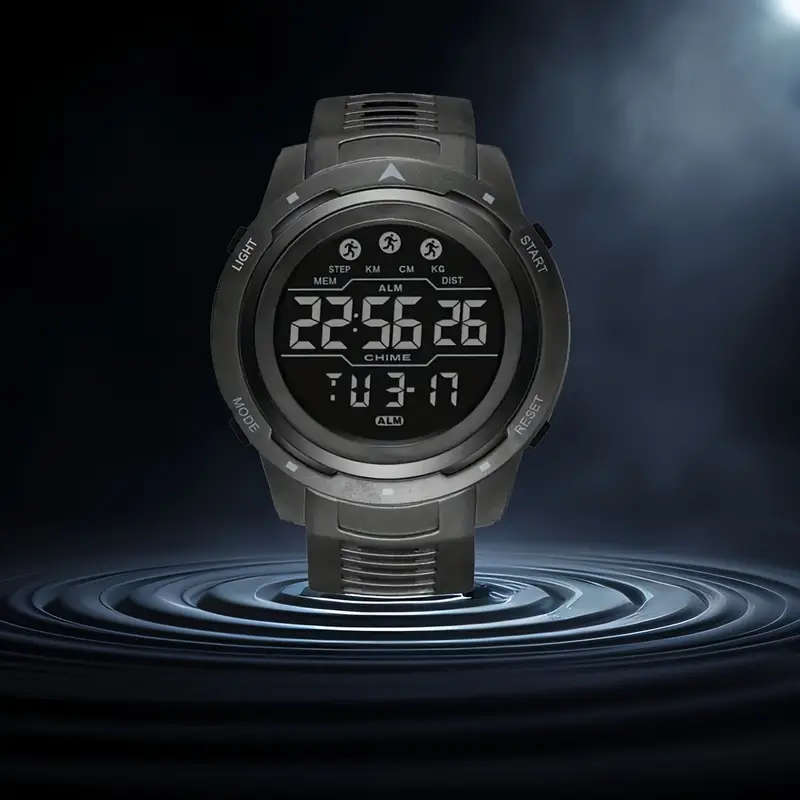 trendy sports watch multifunctional   with stopwatch alarm clock silicone band perfect gift for couples black 0