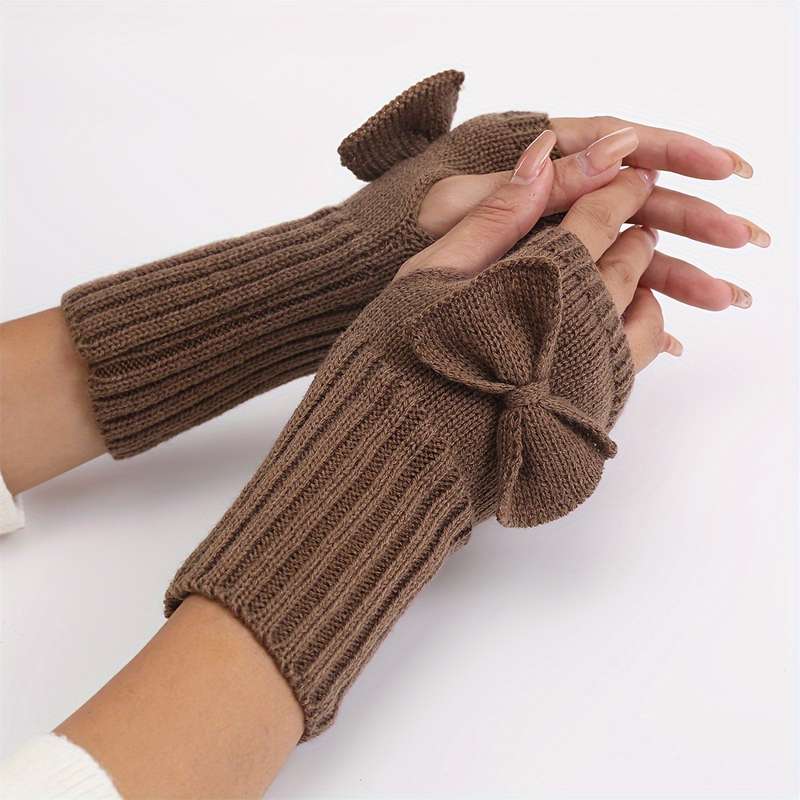 1 Pair Khaki Warm Gloves