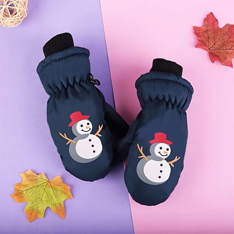 1 Pair Little Snowman Red Size 6 To 10 Years Old Warm Gloves