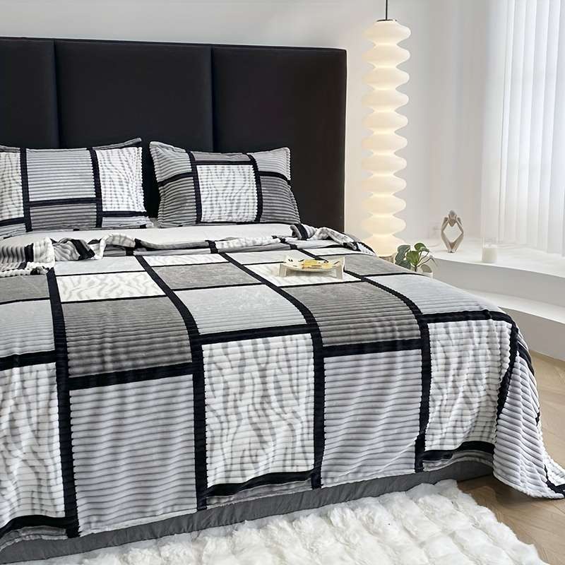1ps Blanket Color Grey White size 100x150