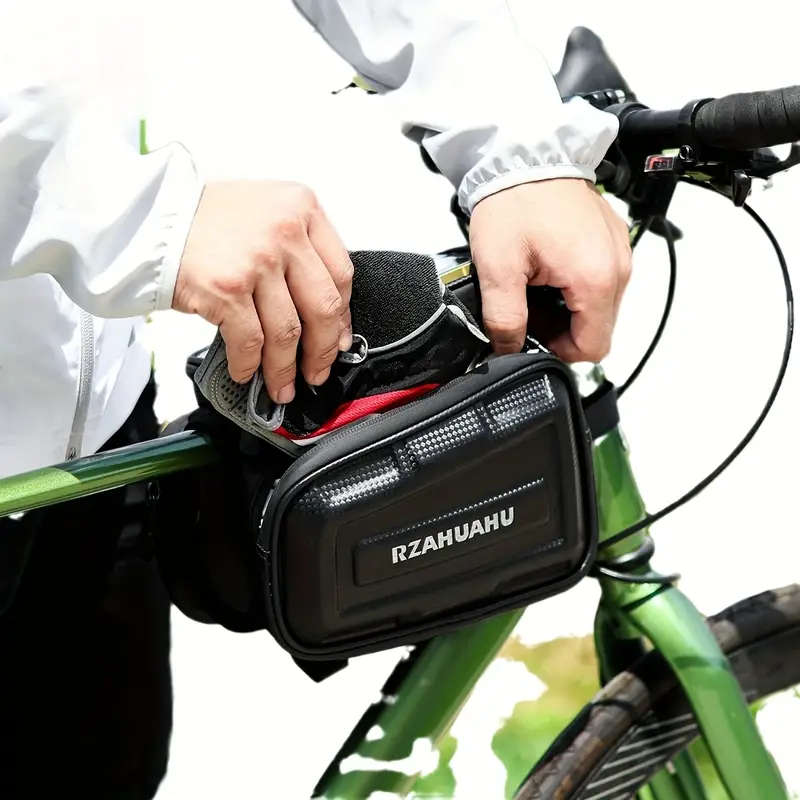 1pc Large-Capacity Bike Front Frame Bag Waterproof Adjustable Strap EVA Material Perfect for Road Mo