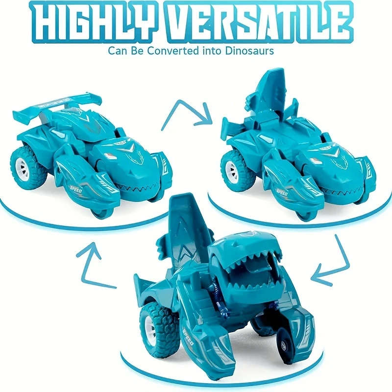 1pc Transforming Dinosaur Car Toys 2in 1 Automatic Dinosaur Transform Car Toy Dinosaur Transformer T