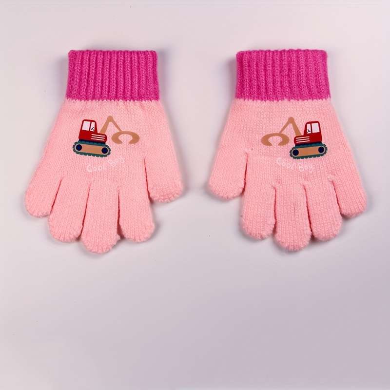 1 Pair Orange Thick Style Size 1 To 5 Years Old Warm Gloves