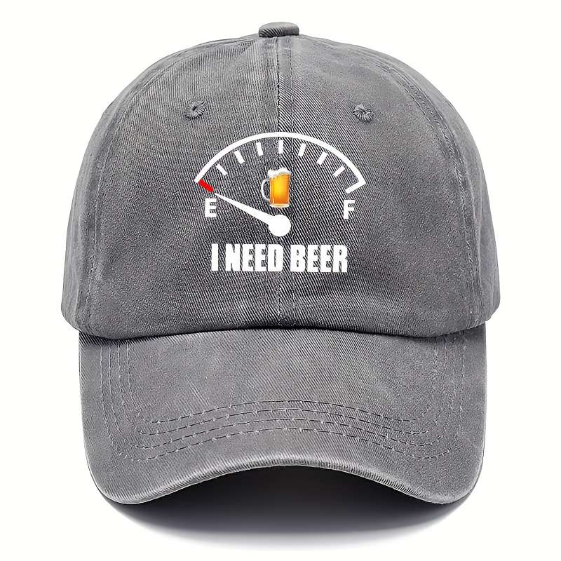 1pc Beer Theme Washed Cotton Baseball Cap Adjustable Hat For Men And Women
