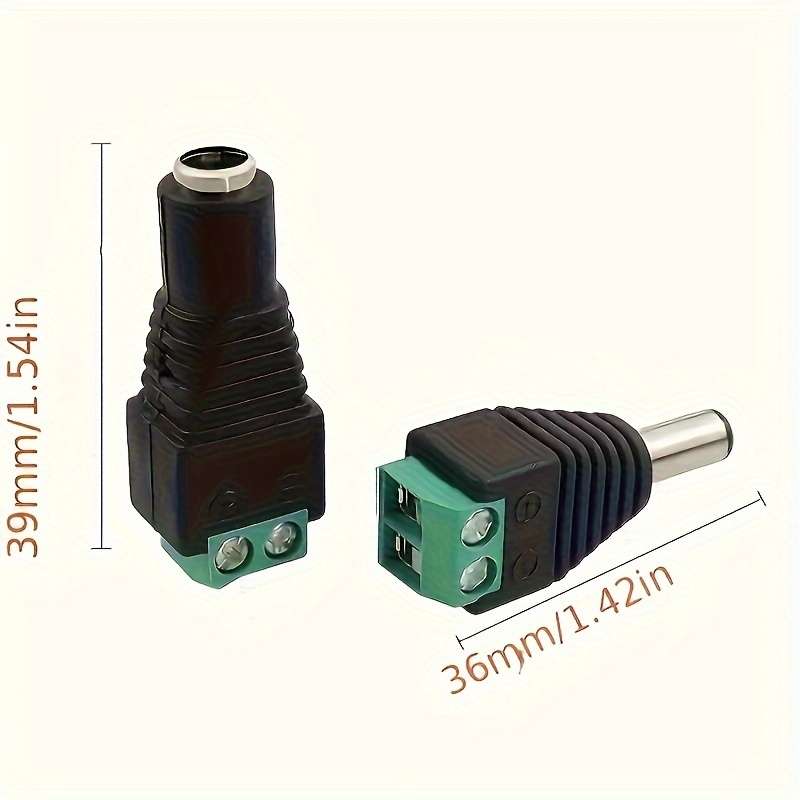 10 Pack 5 Pairs Male Female DC Power Cord Plug Wires