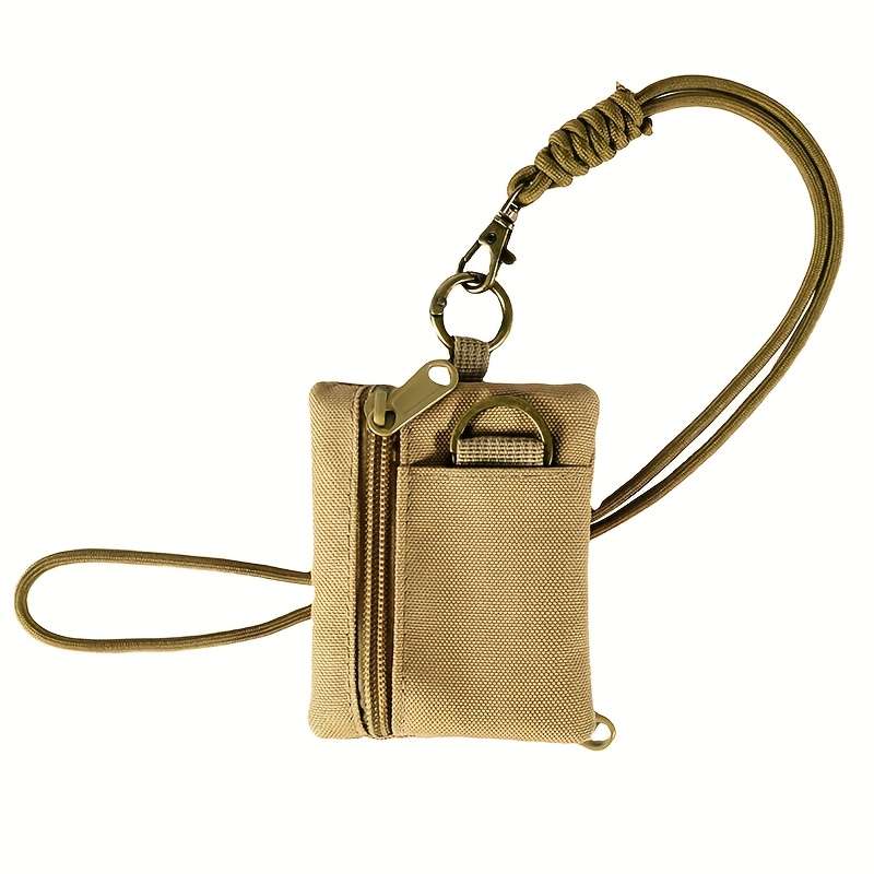 1pc Nylon Casual Style Outdoor Neck Pouch Men's Small Card Holder Coin Purse Key Case with Lan