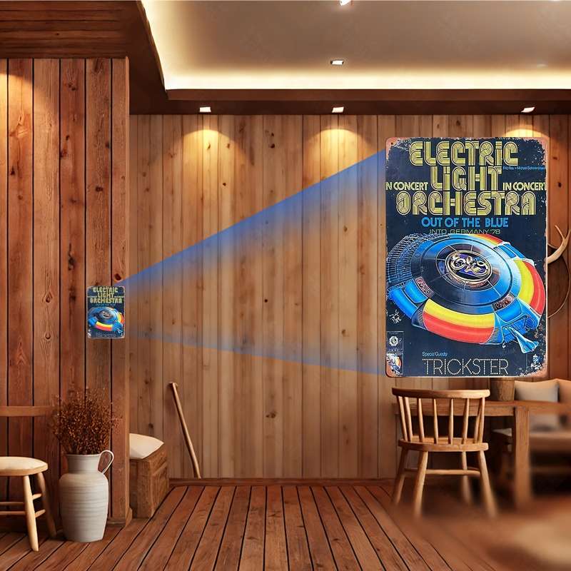 1pc  Vintage Electric Light Orchestra ELO Tin Sign Frameless Retro-Inspired Metal Wall Art wi