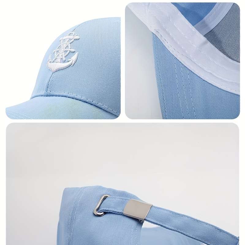 1pc Adjustable Lightweight Baseball Cap for Sun Protection Featuring a 3D Anchor Embroidery Suita