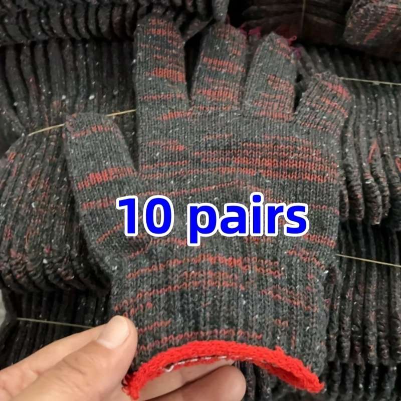 10 Pairs Red Black Red Multi Purpose Work Gloves