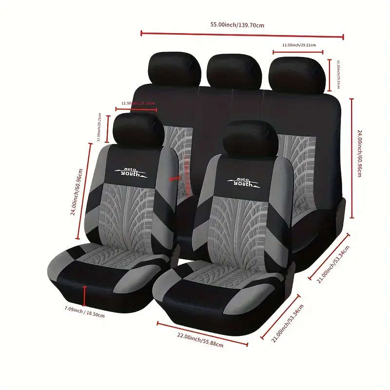 Universal Fit High-Quality Seat Cover Set for Cars Full Set Car Seat Protectors Durable Polyester