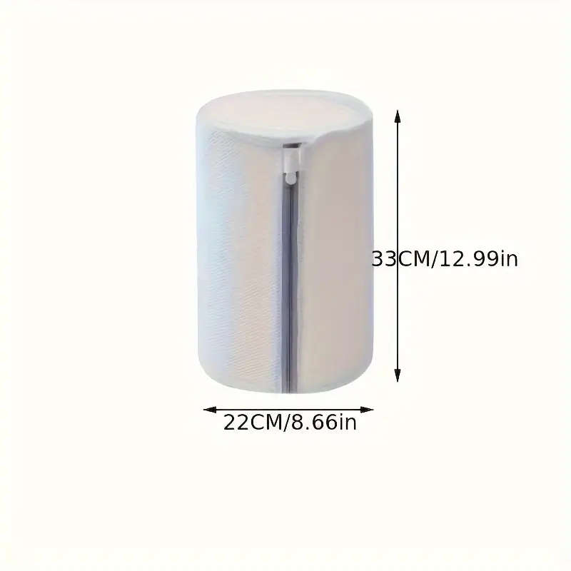 1pc Oval Polyester Laundry Bag with Zipper Closure Knitted Fabric Washing Machine Protector for Shoe