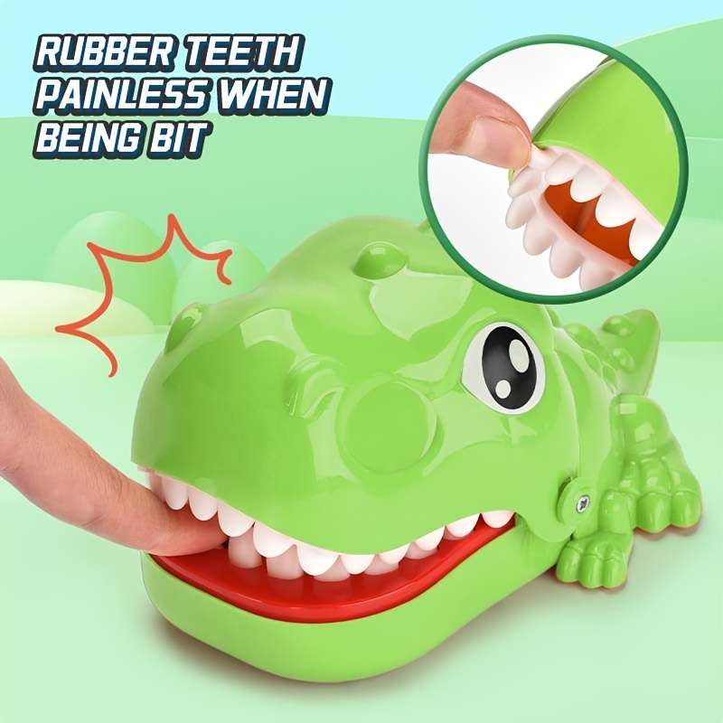 1Pc Green Hilarious Dinosaur Finger Biting Toy