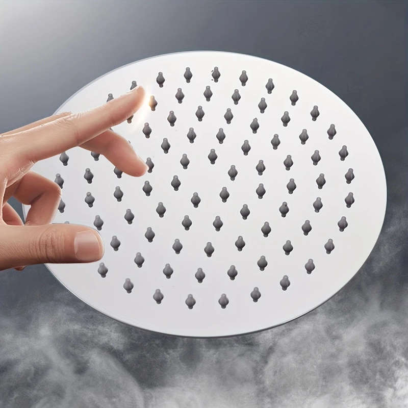 1pc High-Pressure Stainless Steel Shower Head 20cm Silicone Nozzle Enhanced Water Flow Easy Installa